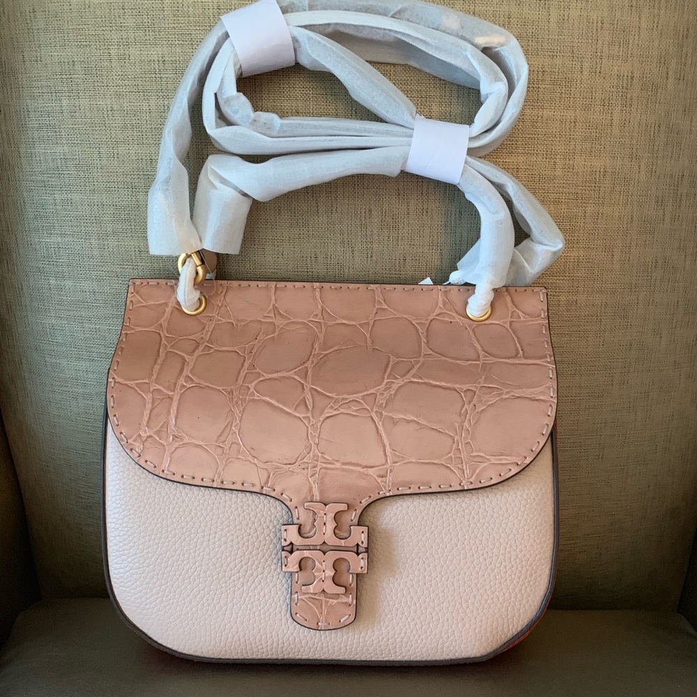 TORY BURCH McGraw Croc Embossed Satchel (NEW) - Picture 7 of 8